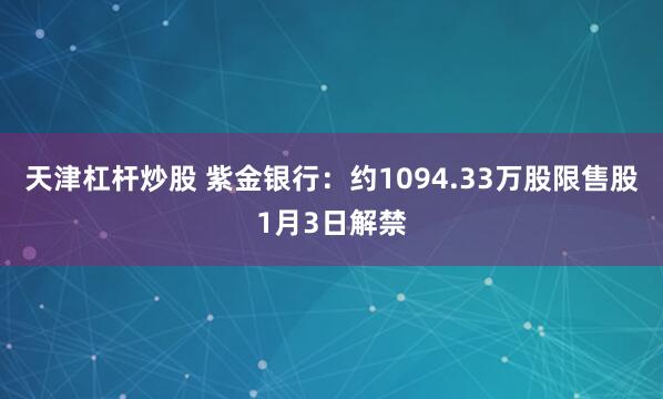 天津杠杆炒股 紫金银行：约1094.33万股限售股1月3日解禁