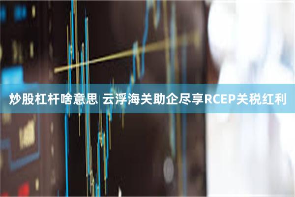 炒股杠杆啥意思 云浮海关助企尽享RCEP关税红利