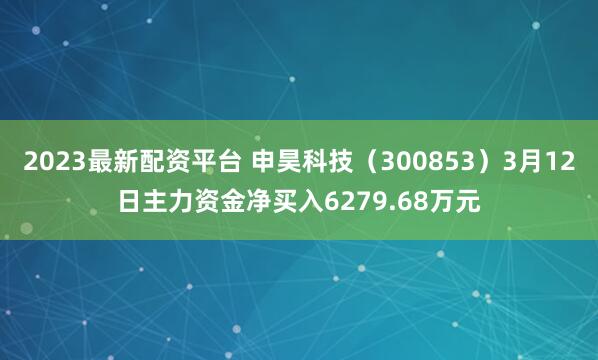 2023最新配资平台 申昊科技（300853）3月12日主力资金净买入6279.68万元